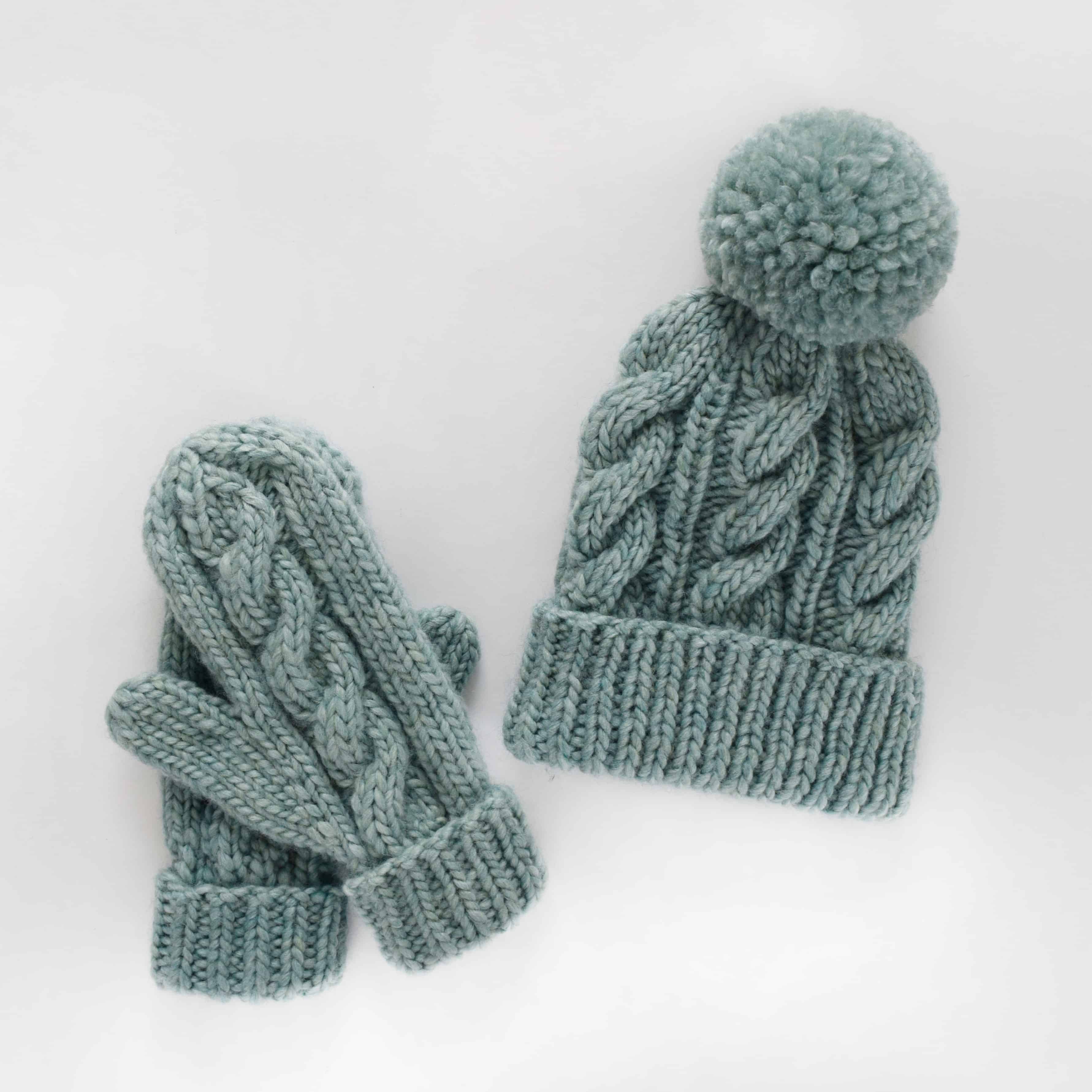 Classic Cabled Hat Mittens Free Pattern Knifty Knittings