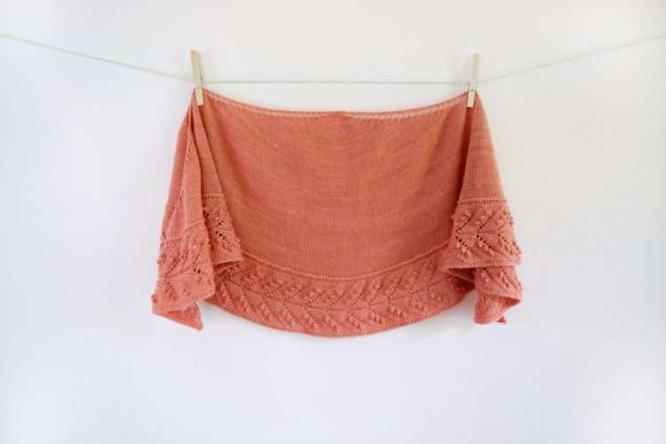 The Juniper Shawl - knitting pattern and video tutorial for a classic crescent shaped shawl with a lovely lace and nupp edging. From www.kniftyknittings.com #knitting #knittingpattern #shawlpattern