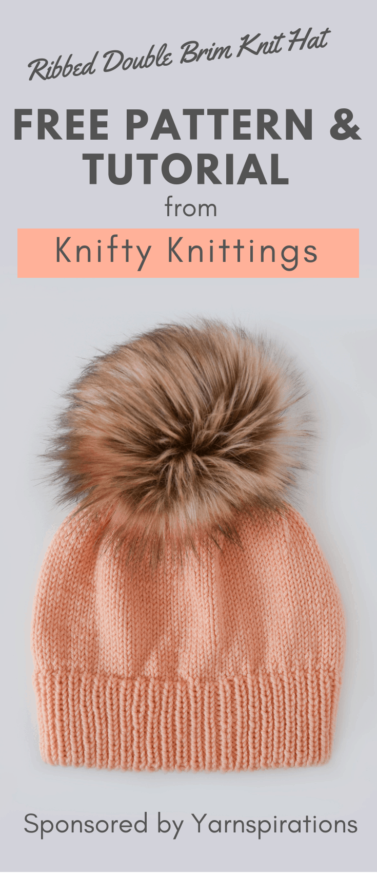 Ribbed Double Brim Knit Hat - Free Pattern - Knifty Knittings